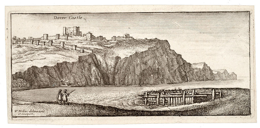 Dover Castle from the south-east. A contemporary print by Wencelas Holler