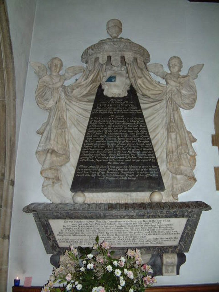 The memorial to the Narborough brothers and Sir Cloudsley Shovel, St. Clement's Church, Knowlton.