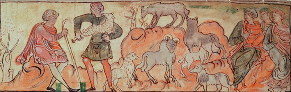 Anglo Saxon shepherd tending sheep