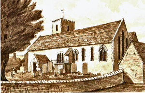 Nonington Church , a drawing by Wm F Saunders, dated 16th Oct 1867.