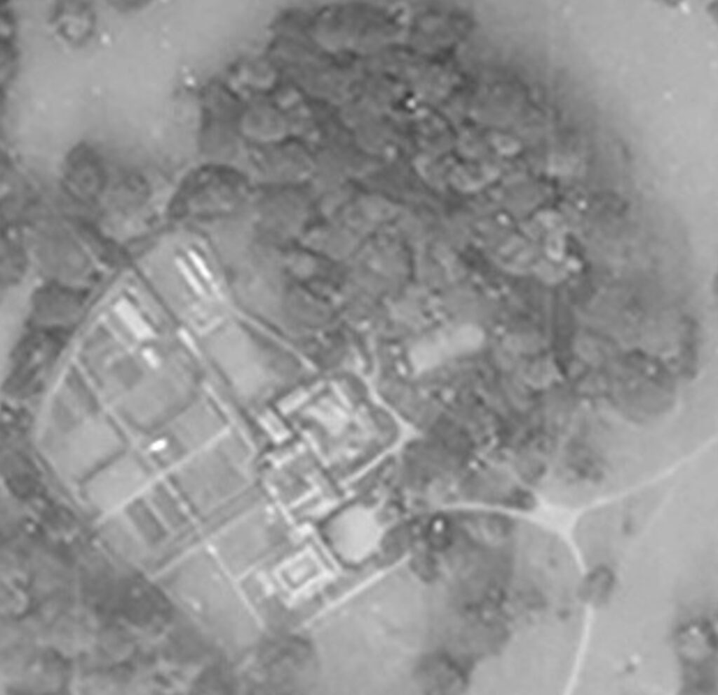 Aerial view of Fredville in September of 1940 showing the undamaged house.
