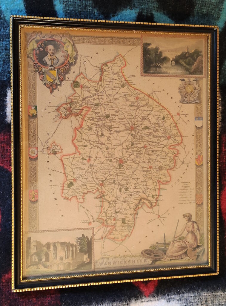 1841 Warwickshire by Moule-framed original map-hand coloured
£8  